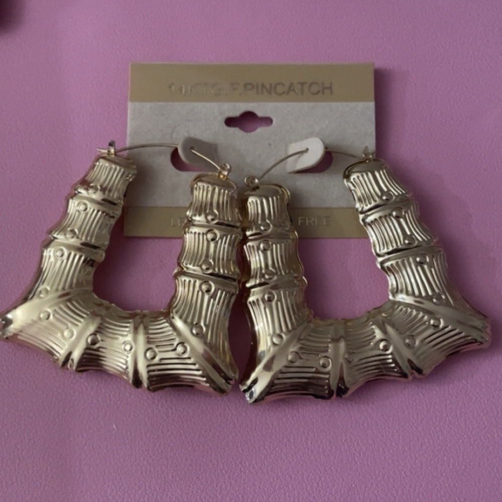 Gold Bamboo Hoop Earrings